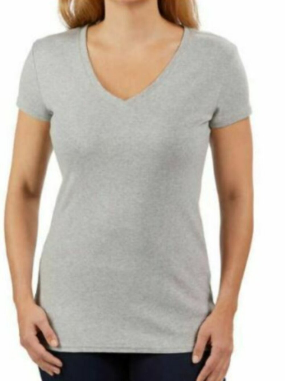 Kirkland Signature Womens V-Neck Short Sleeve Peruvian Pima Cotton T-Shirt